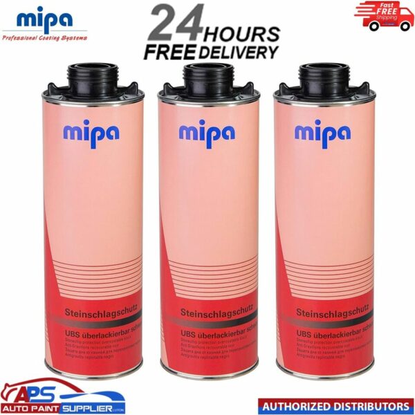 3x MIPA SUPER BLACK OVER PAINTABLE STONE CHIP 1L Model: 256210000