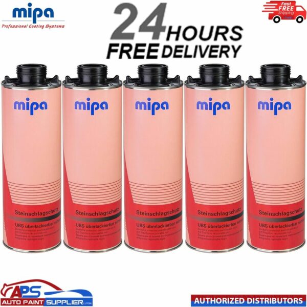 5x MIPA SUPER BLACK OVER PAINTABLE STONE CHIP 1L Model: 256210000