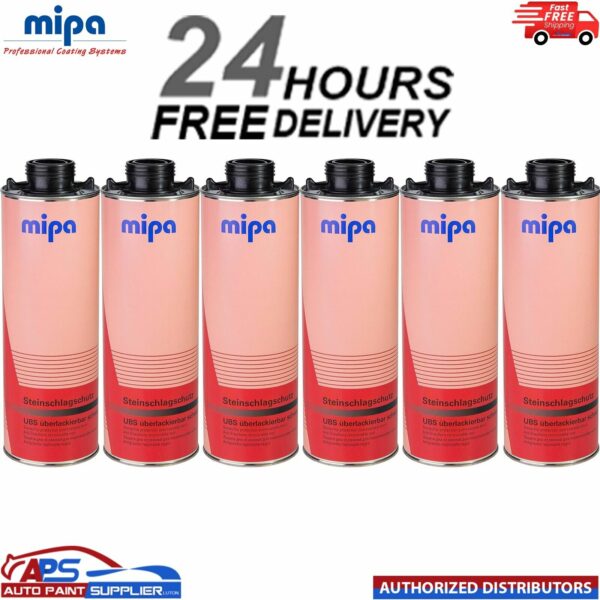 6x MIPA SUPER BLACK OVER PAINTABLE STONE CHIP 1L Model: 256210000