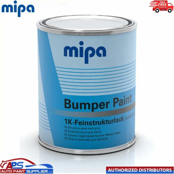 MIPA 1K Dark Grey Bumper Paint 1L Textured Coating Fast Drying Easy Application Model: 246810002