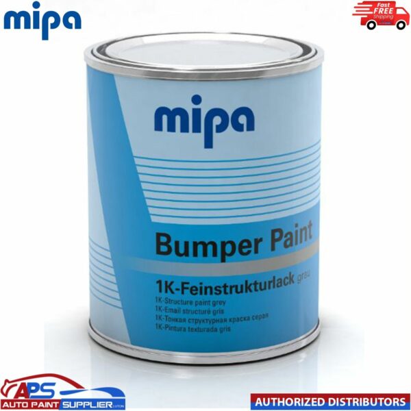 MIPA 1K Grey Bumper Paint 1L Textured Coating Fast Drying Easy Application Model: 246810002