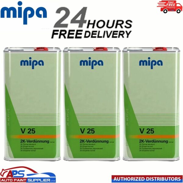 3x MIPA 271050000 V25 NORMAL 2K THINNER REDUCER 5LTR *NEXT DAY DELIVERY* Model: 271050000