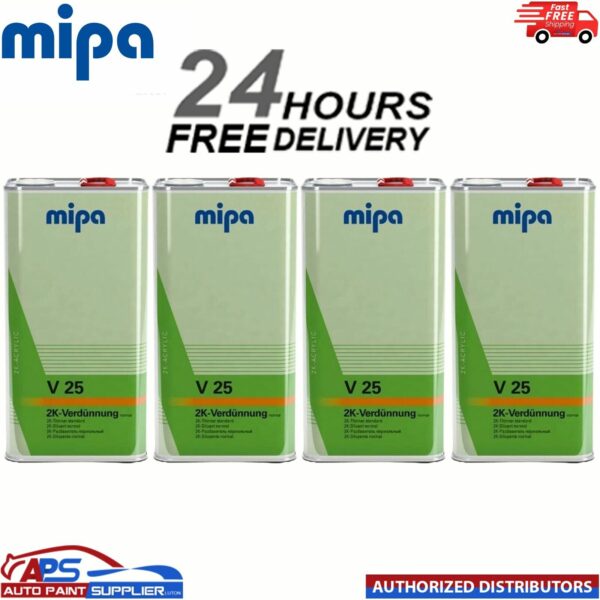 4x MIPA 271050000 V25 NORMAL 2K THINNER REDUCER 5LTR *NEXT DAY DELIVERY* Model: 271050000