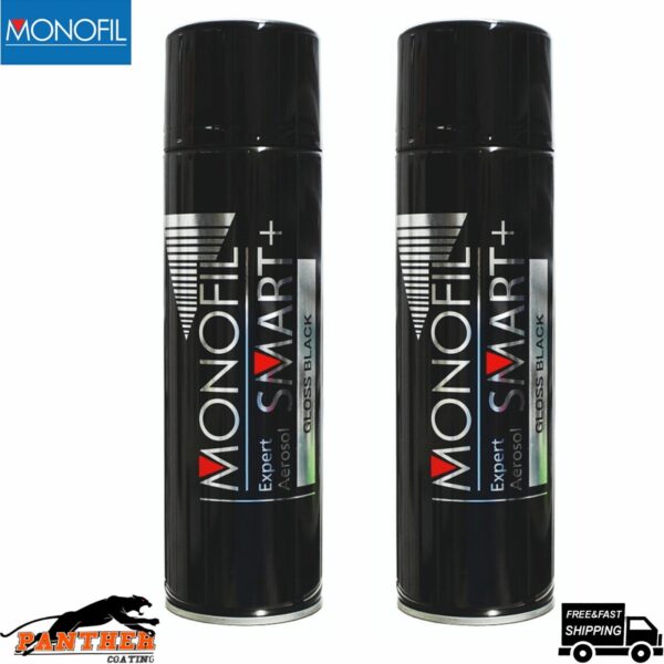 2X MONOFIL SMART+ 1K Expert SATIN BLACK FINISH PAINT ACRYLIC SPRAY Aerosol 500ml Model: 2675029138