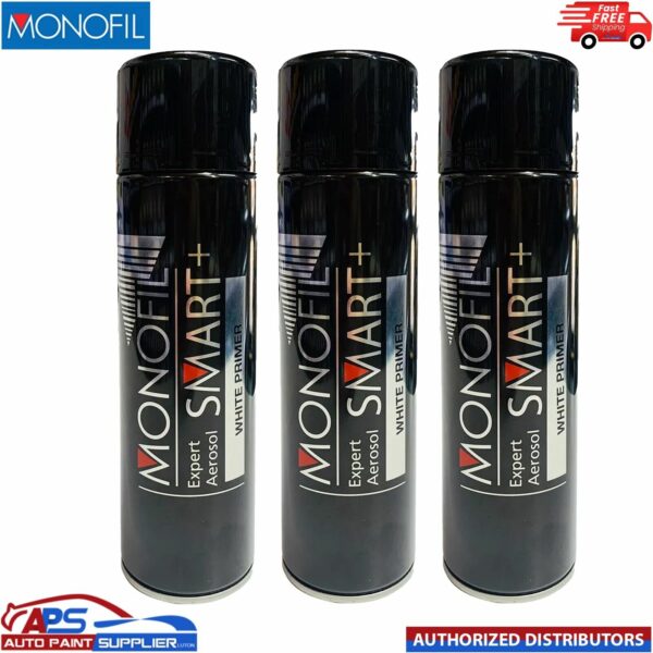 3x MONOFIL SMART+ 1K EXPERT ACRYLIC WHITE PRIMER FILLER SPRAY Aerosol 500ml Model: 2675029145
