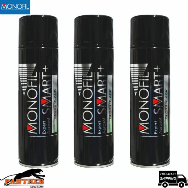 3X MONOFIL SMART+ 1K Expert SATIN BLACK FINISH PAINT ACRYLIC SPRAY Aerosol 500ml Model: 2675029138