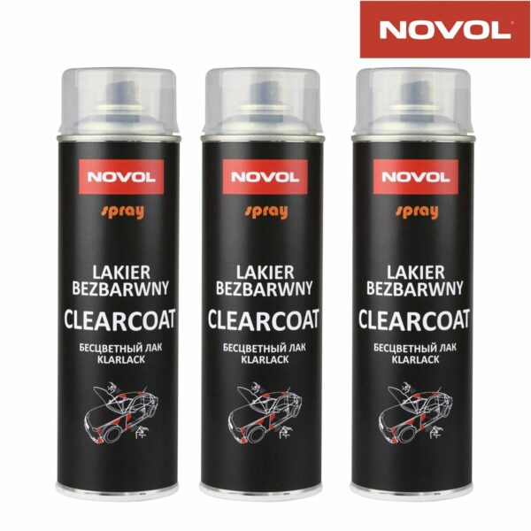 3x NOVOL LAKIER BEZBARWNY CLEARCOAT SPRAY 1K FAST DRYING LACQUER AEROSOL 500ML Model: 34002