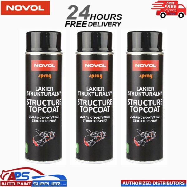 3x NOVOL SPRAY LAKIER STRUKTURALNY STRUCTURE TOPCOAT AEROSOL 500ML BLACK Model: 34502