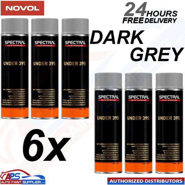 6x NOVOL SPECTRAL UNDER 395 EPOXY PRIMER AEROSOL DARK GREY (500ML) FAST DELIVERY Model: N87290