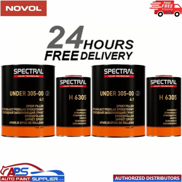 2 x Novol Spectral UNDER 305-00 P3 GREY EPOXY FILLER with H 6305 3.5L KIT Model: 305+H6305