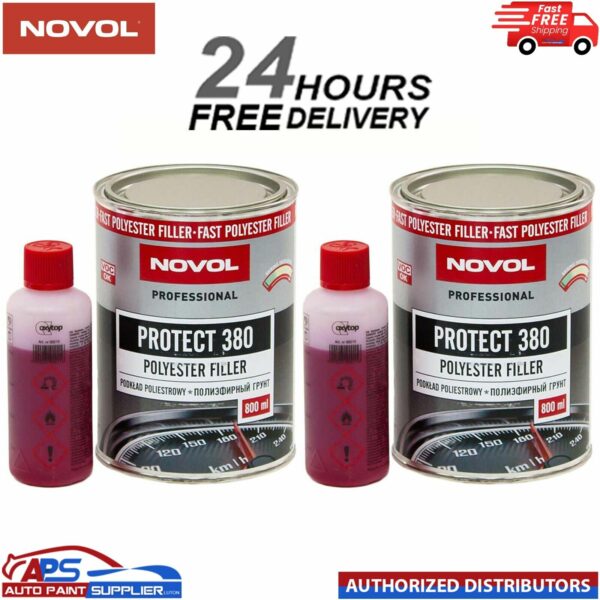 2x NOVOL PROTECT 380 POLYESTER SPRAY FILLER PRIMER KIT WITH 0.8L HARDENER Model: 900161