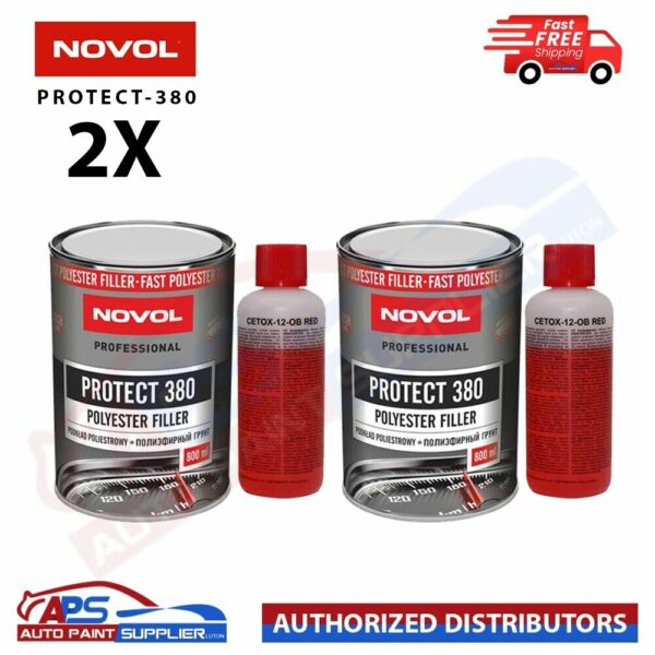 2X NOVOL PROTECT 380 POLYESTER SPRAY FILLER PRIMER KIT WITH HARDENER 0.8LTR Model: 90016