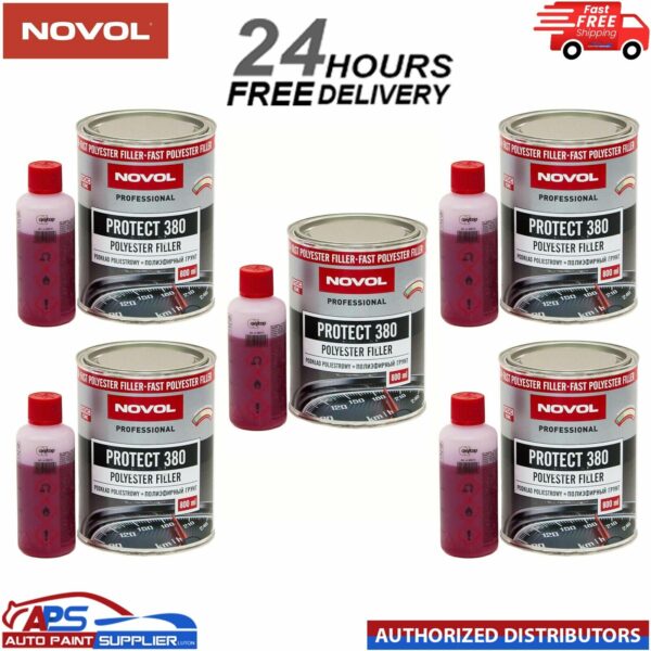 5x NOVOL PROTECT 380 POLYESTER SPRAY FILLER PRIMER KIT WITH 0.8L HARDENER Model: 900161