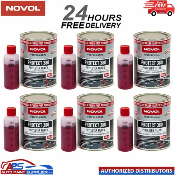 6x NOVOL PROTECT 380 POLYESTER SPRAY FILLER PRIMER KIT WITH 0.8L HARDENER Model: 900161