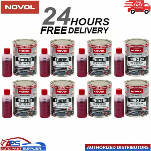 8x NOVOL PROTECT 380 POLYESTER SPRAY FILLER PRIMER KIT WITH 0.8L HARDENER Model: 900161