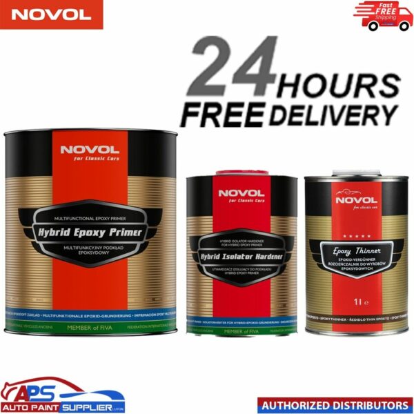 NOVOL FOR CLASSIC CAR HYBRID EPOXY PRIMER WITH ISOLATOR HARDENER & THINNER Model: NFCC91521 + NFCC91524 + NFCC65521