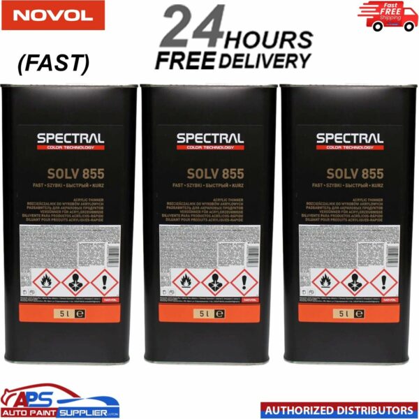3 x Novol SPECTRAL SOLV 855 FAST 5L Acrylic Thinner Model: SOLV 855 FAST