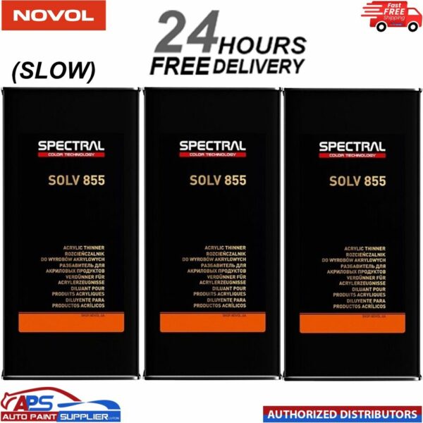3 x Novol SPECTRAL SOLV 855 SLOW 5L Acrylic Thinner Model: SOLV 855 SLOW
