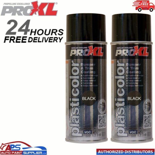 PRO XL Plasticolor Bumper & Trim Coating BLACK Aerosol Twin 400ml X2 Model: PC5BLK