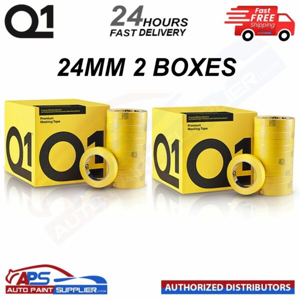 2 X BOXES Q1 PREMIUM MASKING TAPE 24mm x 50mm TOTAL 72 ROLLS - FAST DELIVERY Model: 2 X MTQ124