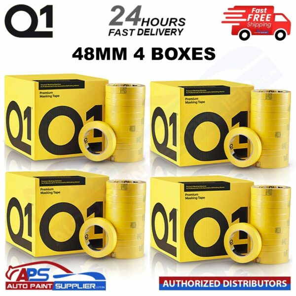 4 X BOXES Q1 PREMIUM MASKING TAPE 48mm x 50mm TOTAL 80 ROLLS - FAST DELIVERY Model: 4 X MTQ148