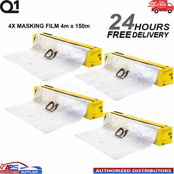 4x Q1 MASKING FILM SHEETING ROLL 4M X 150M PREMIUM AUTOMOTIVE PAINT PROTECTON Model: PF024