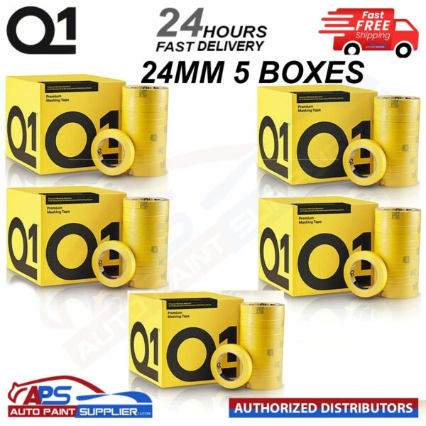 5 X BOXES Q1 PREMIUM MASKING TAPE 24mm x 50mm TOTAL 180 ROLLS - FAST DELIVERY Model: 5 X MTQ124