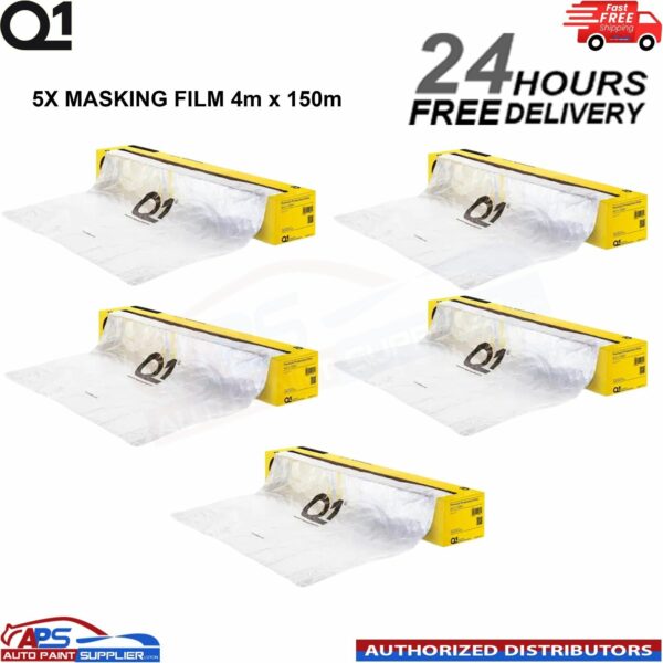 5x Q1 MASKING FILM SHEETING ROLL 4M X 150M PREMIUM AUTOMOTIVE PAINT PROTECTON Model: PF024