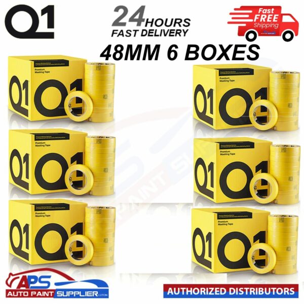 6 X BOXES Q1 PREMIUM MASKING TAPE 48mm x 50mm TOTAL 120 ROLLS - FAST DELIVERY Model: 6 X MTQ148