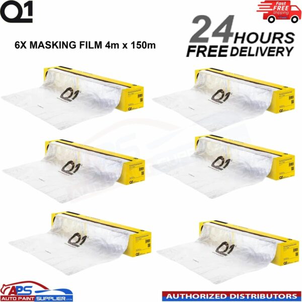 6x Q1 MASKING FILM SHEETING ROLL 4M X 150M PREMIUM AUTOMOTIVE PAINT PROTECTON Model: PF024