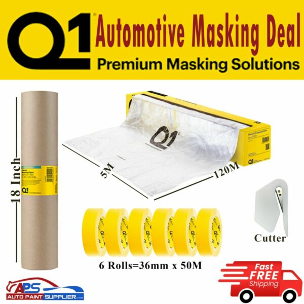 Masking Tape 36mm x 50mm Poly Film masking Sheet 120m -18 " masking paper Brown Model Deal18
