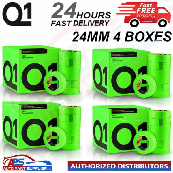 Q1 GREEN MASKING TAPE HIGH PERFORMACE - Box of 4" 24mm x 50m - FAST DELIVERY Model: HPG4X24