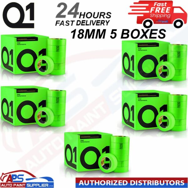 Q1 GREEN MASKING TAPE HIGH PERFORMACE - Box of 5" 18mm x 50m - FAST DELIVERY Model: HPG5X18