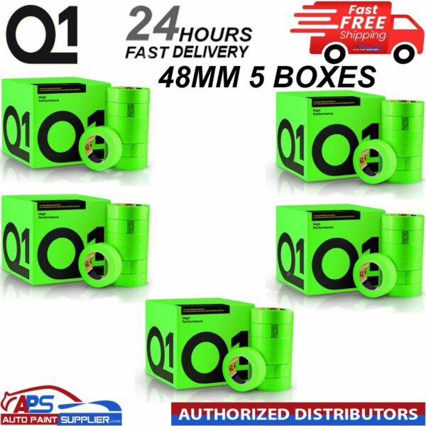 Q1 GREEN MASKING TAPE HIGH PERFORMACE - Box of 5" 48mm x 50m - FAST DELIVERY Model: HPG48X5