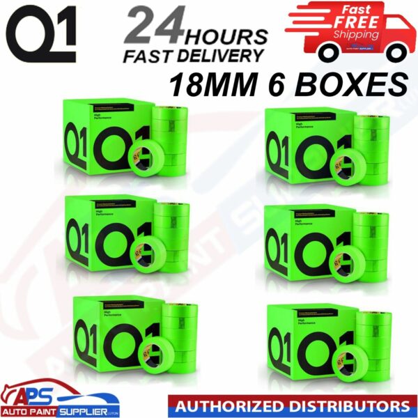 Q1 GREEN MASKING TAPE HIGH PERFORMACE - Box of 6" 18mm x 50m - FAST DELIVERY Model: HPG6X18