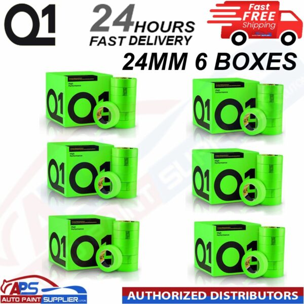 Q1 GREEN MASKING TAPE HIGH PERFORMACE - Box of 6" 24mm x 50m - FAST DELIVERY Model: HPG6X18