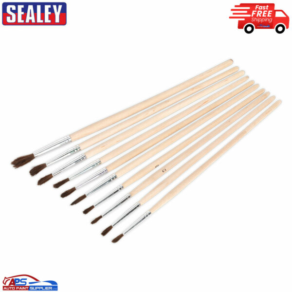 Sealey PB2 Touch-Up Paint Brush Assortment Wooden Handle [Paint Brushes] 10pc Model PB2