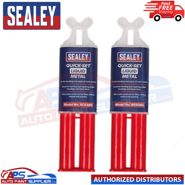 2X Sealey SCS380 Quick Set Liquid Metal Chemical Epoxy Metal Repair dual Syringe Model SCS380