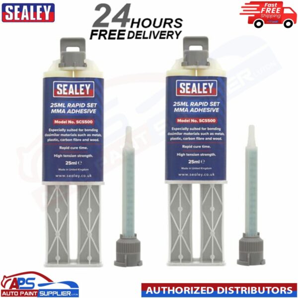 2x Sealey SCS500 25ml Rapid Set MMA Adhesive High Tension Strength Model: SCS500