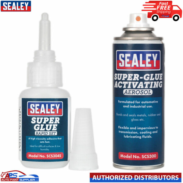 Sealey Rapid Set Super Glue 20g with Super Glue Activator Aerosol 200ml Model: Sealey Rapid Set Super Glue