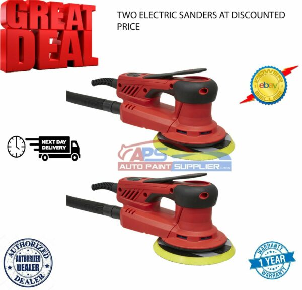 2 X Electric Palm orbital Sander Variable Speed Sealey DAS150PS 230V 150mm 350W Model sander-2x