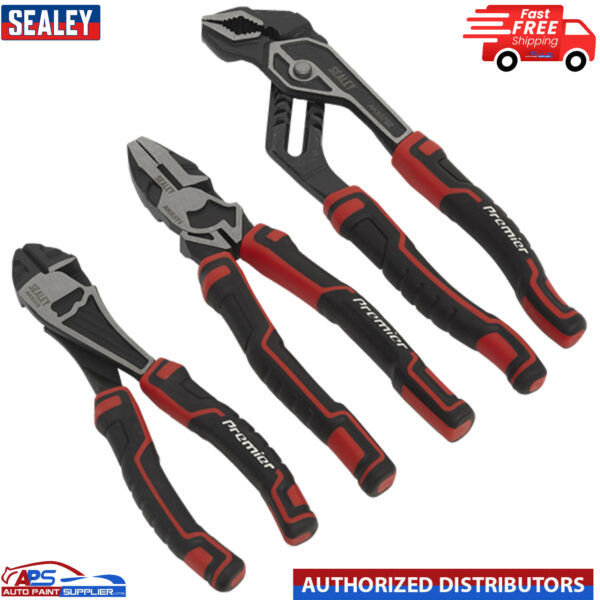 Sealey AK8377 Pliers Set High Leverage Premier Side Cutters Water Pump Plier 3pc Model AK8377
