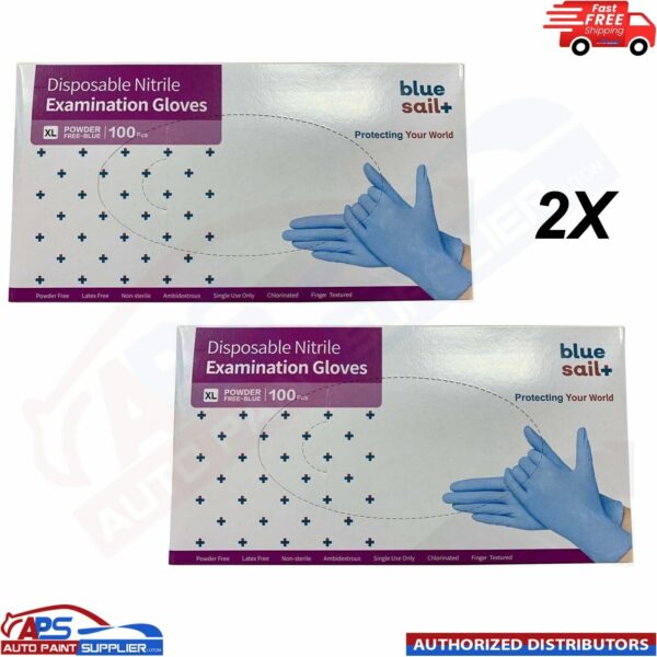 2x Blue Sail with Disposable Nitrile Examination Gloves [Extra Large] - 100pcs Model: Gloves