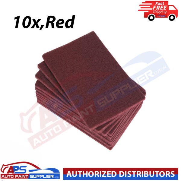 10 x Red Scotchbrite Scuff Scotch Finishing Preparation Hand Pads Model HP1523M