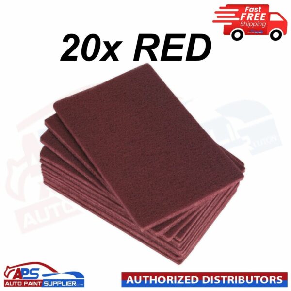 20 x Red Scotch-brite Scuff Scotch Finishing Preparation Hand Pads Model: HP1523M