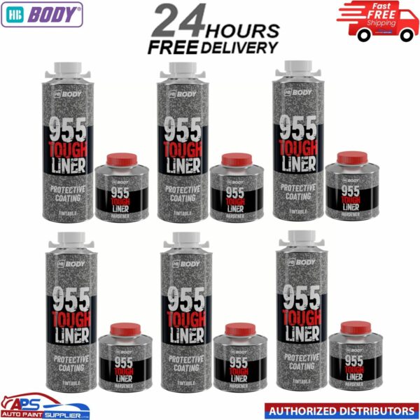 6x HB BODY 955 TOUGH BED LINER COATING 1 BOTTLE KIT WITH HARDENER - TINTABLE Model: 955.02.0000.1X6