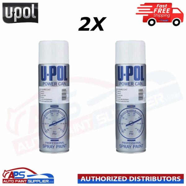 2x U-pol Power Can Clear Coat Aerosol Spray Paint Fast Drying 500ml white Model PCLC/AL