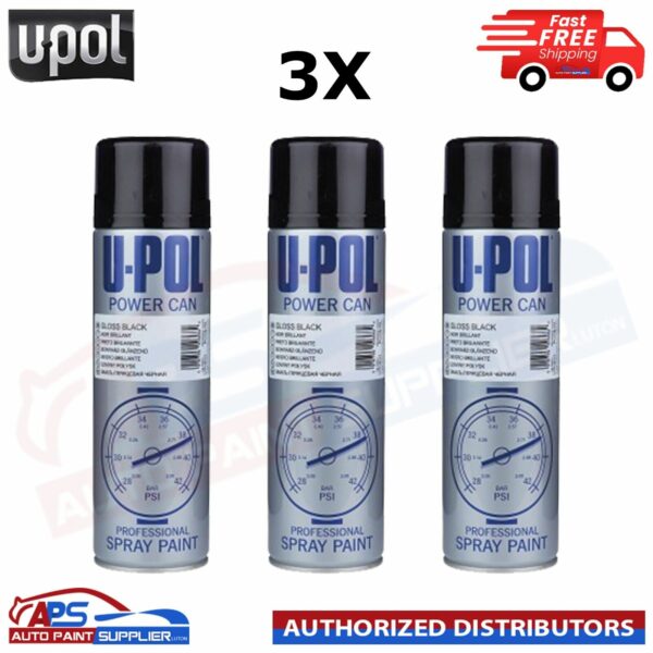 3X UPol Power Can BLACK Spray Aerosol Anti-Corrosive Metal 500ml Model PCPG/AL