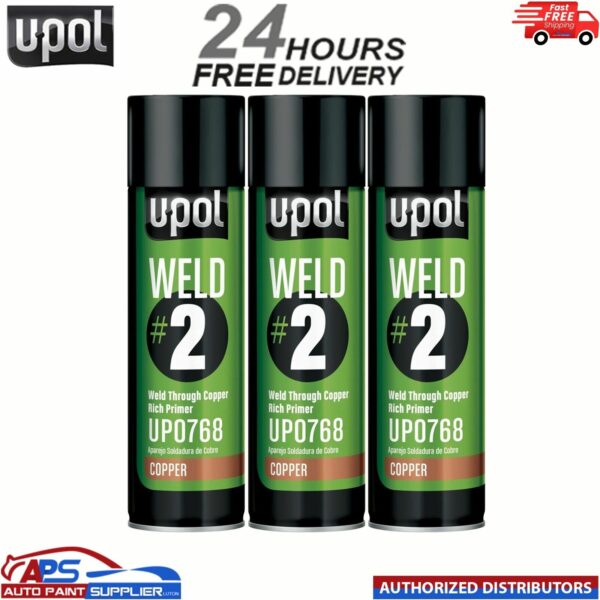 3X U-POL WELDC/AL WELD#2 Weld Through Primer COPPER Rich Aerosol - 450ML Model: WELDC/AL