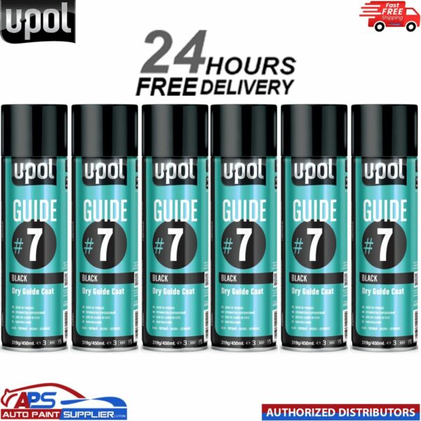 6x Upol Guide #7 Dry Guide Coat Dry Or Wet Filler Paint Defect Aerosol - 450ml Model: GUIDE/AL